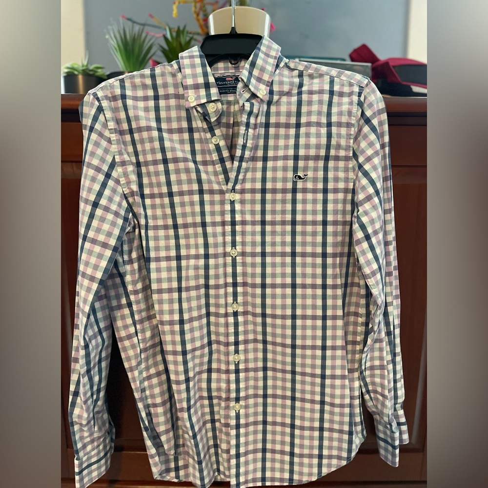 Vineyard vines whale slim fit dress shirt, sz s